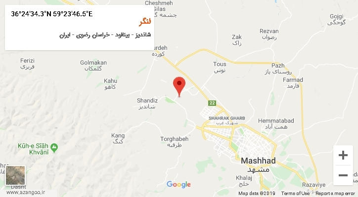روستای لنگر بر روی نقشه