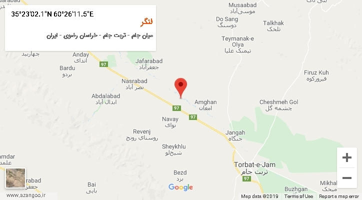 روستای لنگر بر روی نقشه