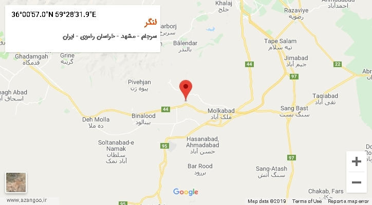 روستای لنگر بر روی نقشه