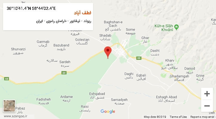 روستای لطف آباد بر روی نقشه