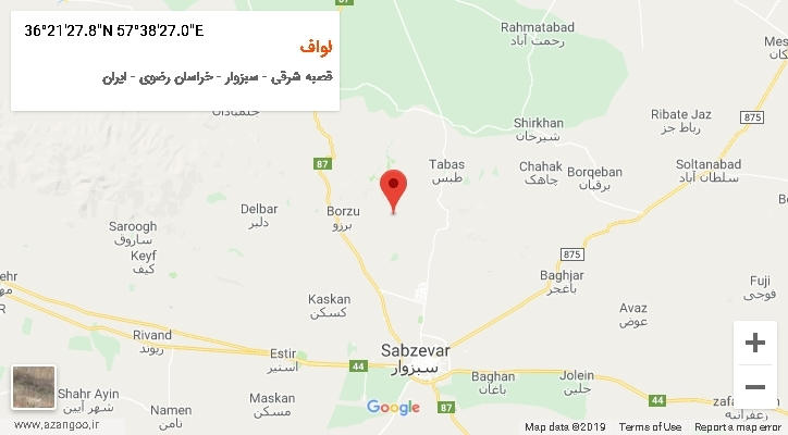 روستای لواف بر روی نقشه