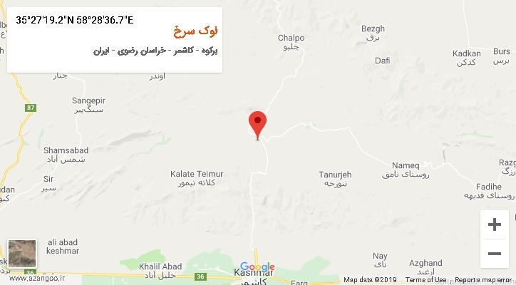روستای لوک سرخ بر روی نقشه