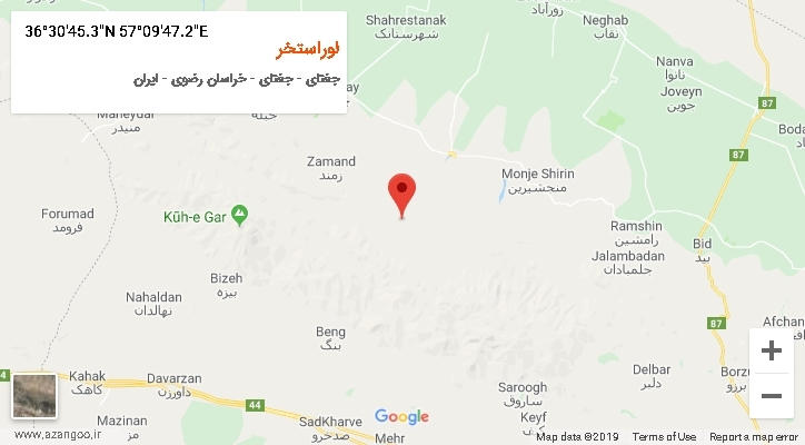 روستای لوراستخر بر روی نقشه