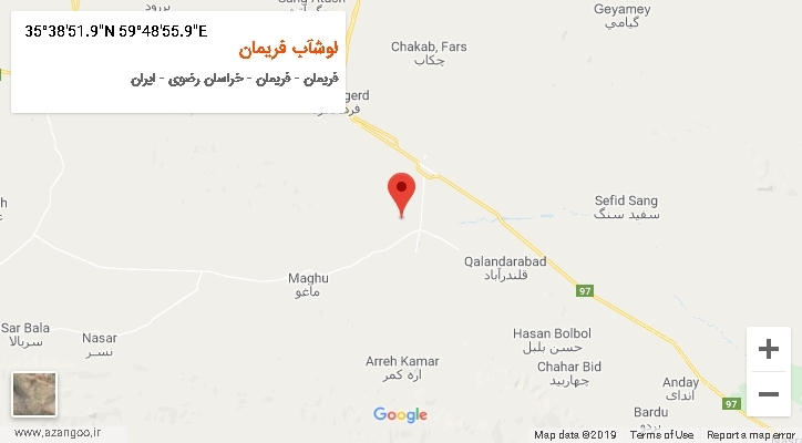 روستای لوشآب فریمان بر روی نقشه