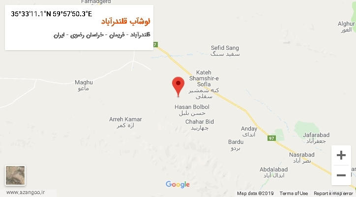 روستای لوشآب قلندرآباد بر روی نقشه