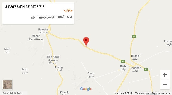 روستای مالاب بر روی نقشه