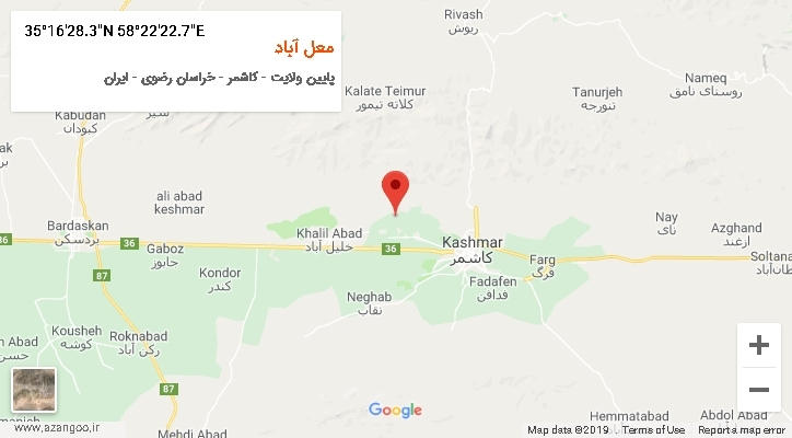 روستای معل آباد بر روی نقشه