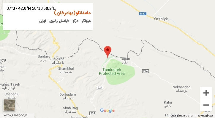 روستای مامدانلو(بهادرخان) بر روی نقشه