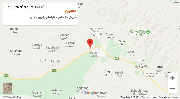 روستای معموری بر روی نقشه