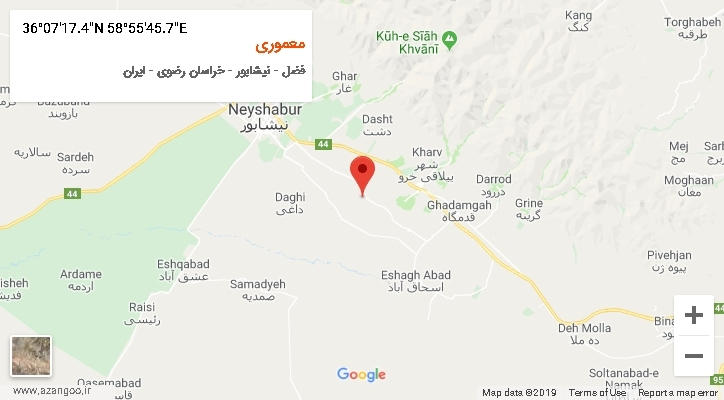 روستای معموری بر روی نقشه