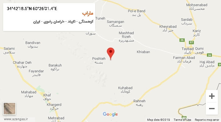 روستای ماراب بر روی نقشه