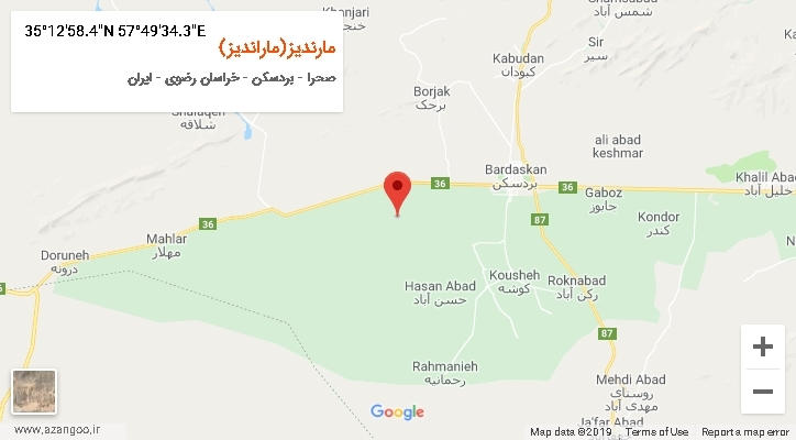 روستای مارندیز(ماراندیز) بر روی نقشه