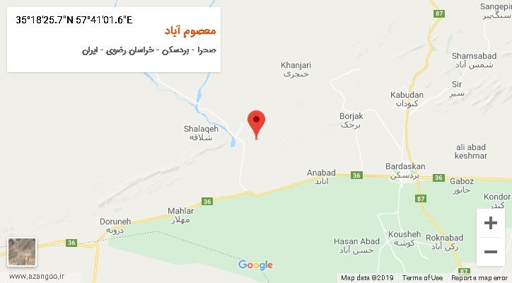 روستای معصوم آباد بر روی نقشه