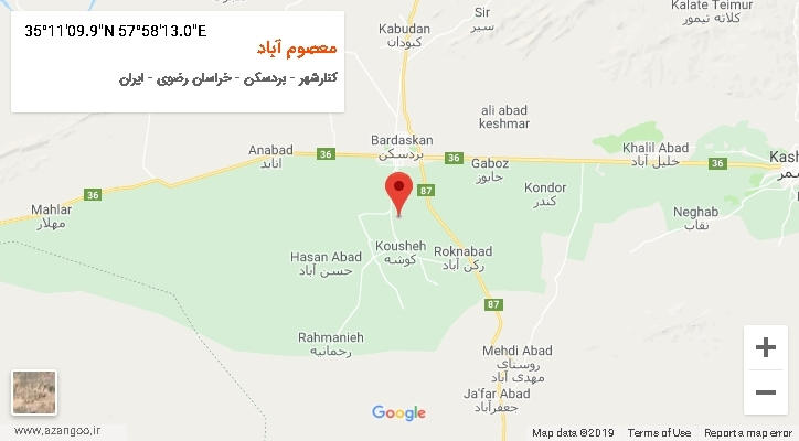 روستای معصوم آباد بر روی نقشه