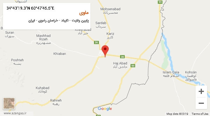 روستای ماوی بر روی نقشه