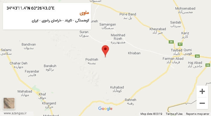 روستای ماوی بر روی نقشه