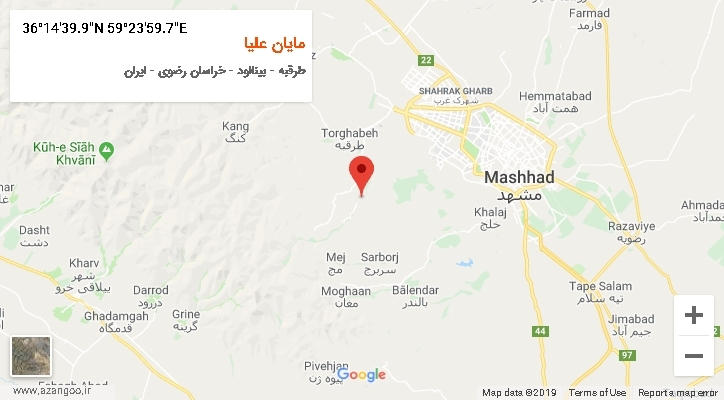 روستای مایان علیا بر روی نقشه