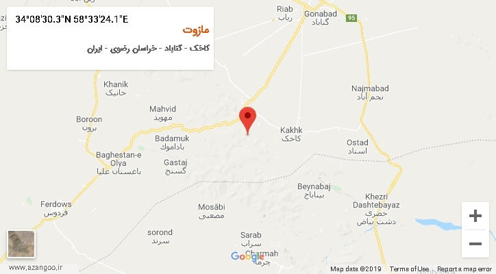 روستای مازوت بر روی نقشه