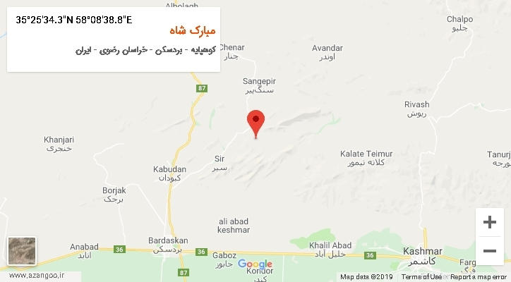 روستای مبارک شاه بر روی نقشه