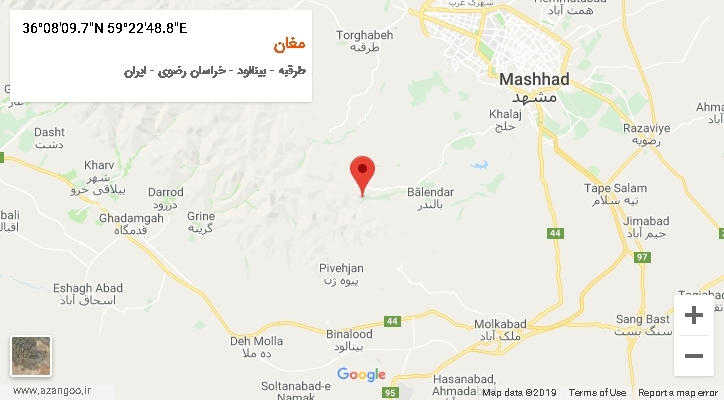 روستای مغان بر روی نقشه