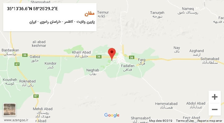 روستای مغان بر روی نقشه