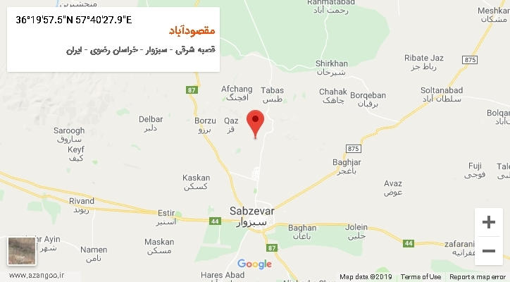 روستای مقصودآباد بر روی نقشه