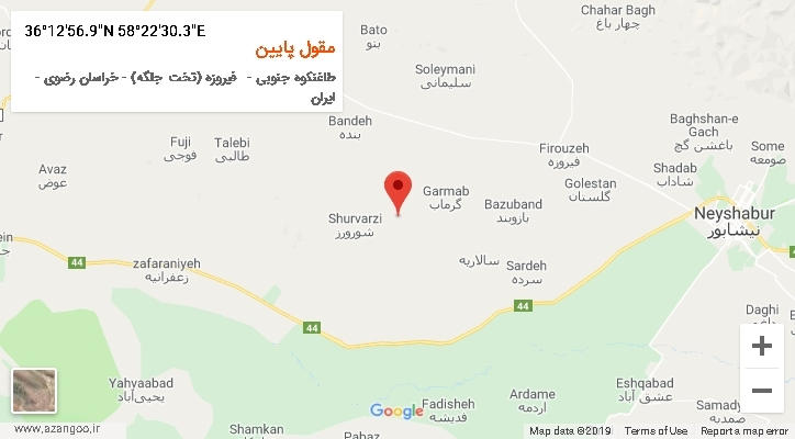روستای مقول پایین بر روی نقشه