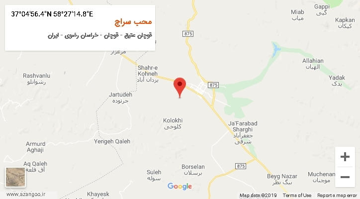 روستای محب سراج بر روی نقشه