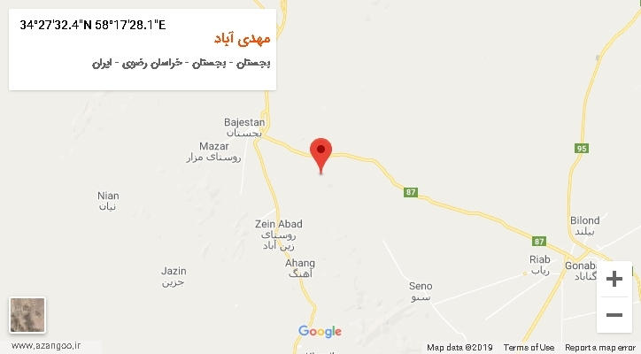 روستای مهدی آباد بر روی نقشه
