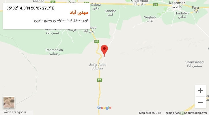 روستای مهدی آباد بر روی نقشه