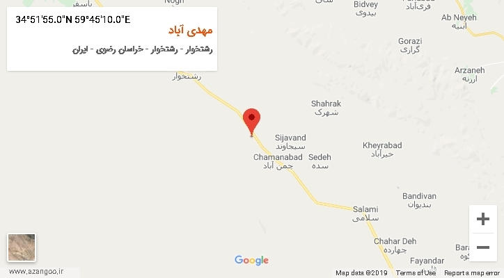 روستای مهدی آباد بر روی نقشه