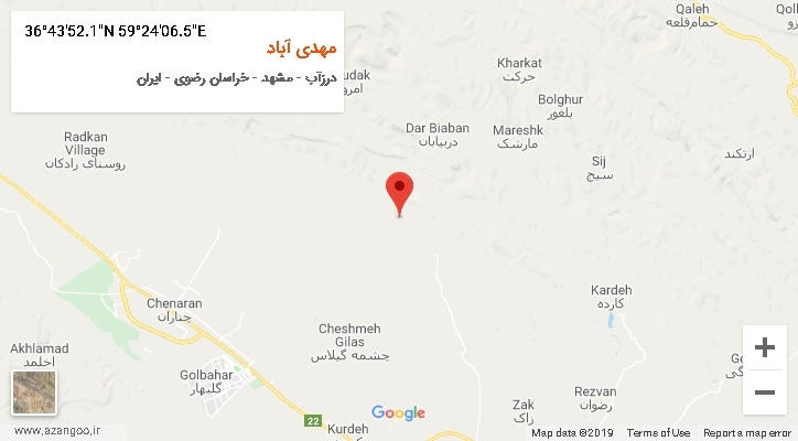روستای مهدی آباد بر روی نقشه