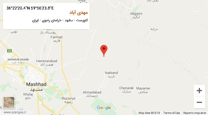 روستای مهدی آباد بر روی نقشه