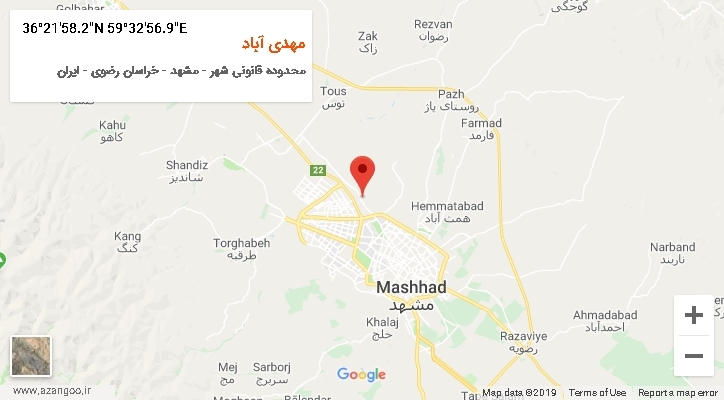 روستای مهدی آباد بر روی نقشه