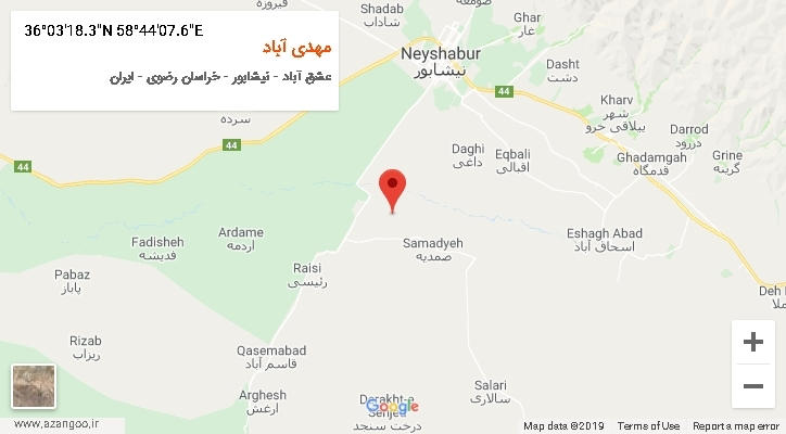 روستای مهدی آباد بر روی نقشه