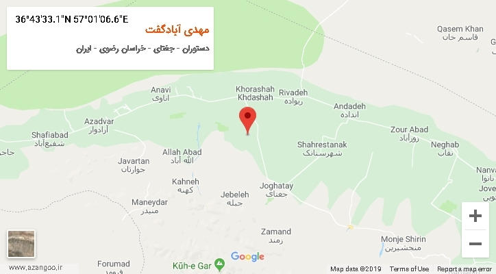 روستای مهدی آبادگفت بر روی نقشه