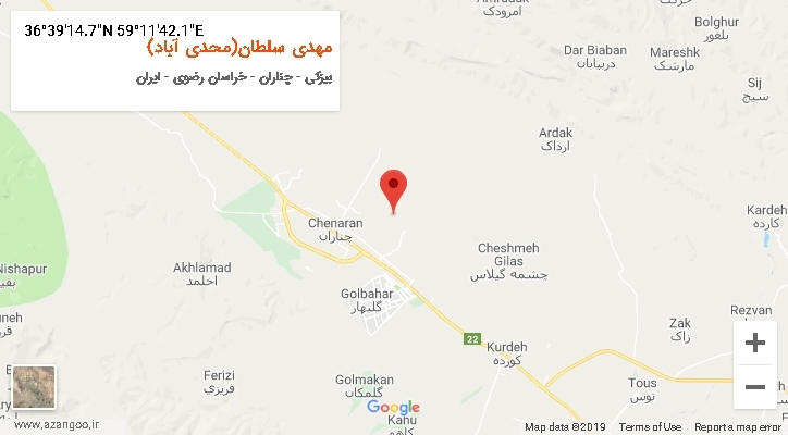 روستای مهدی سلطان(محدی آباد) بر روی نقشه