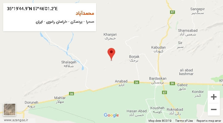 روستای محمدآباد بر روی نقشه
