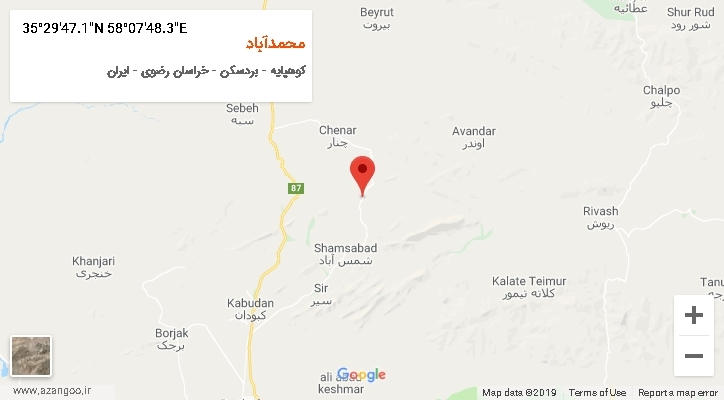 روستای محمدآباد بر روی نقشه