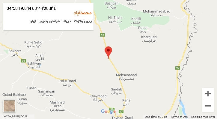 روستای محمدآباد بر روی نقشه