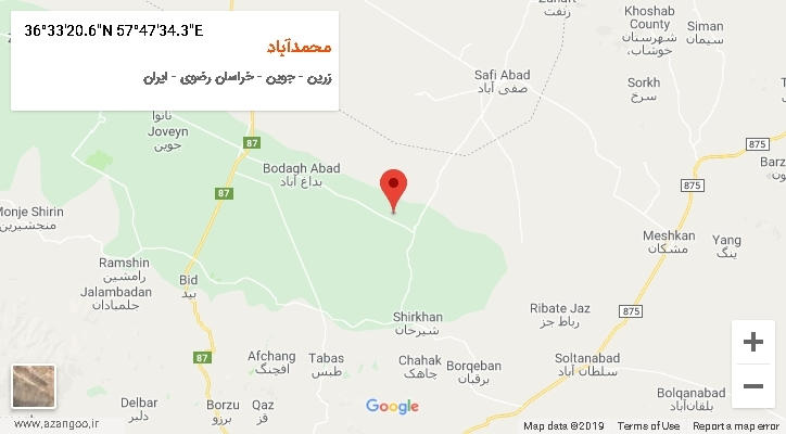 روستای محمدآباد بر روی نقشه