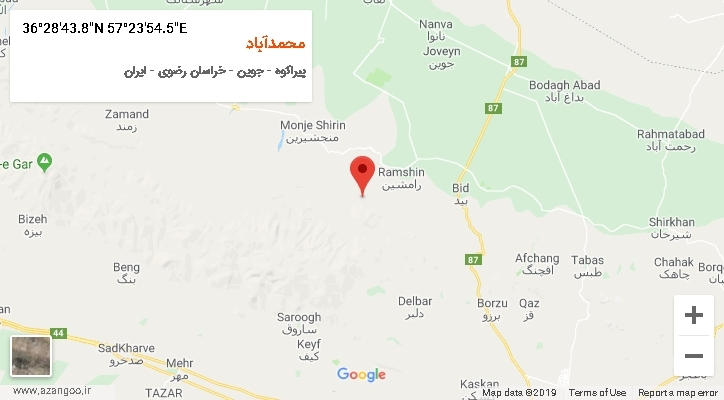 روستای محمدآباد بر روی نقشه