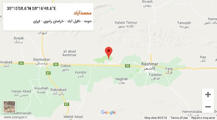 روستای محمدآباد بر روی نقشه