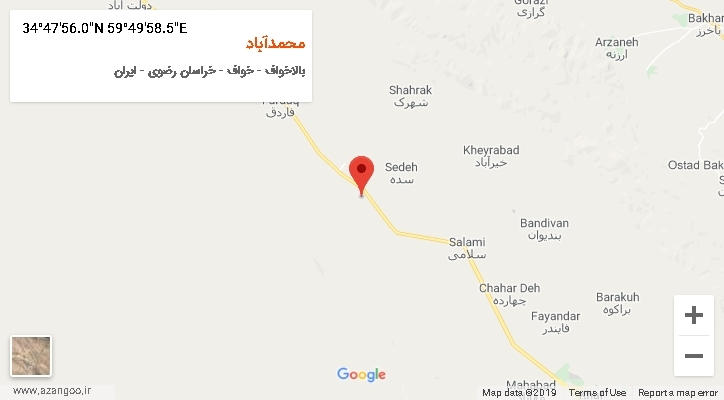 روستای محمدآباد بر روی نقشه