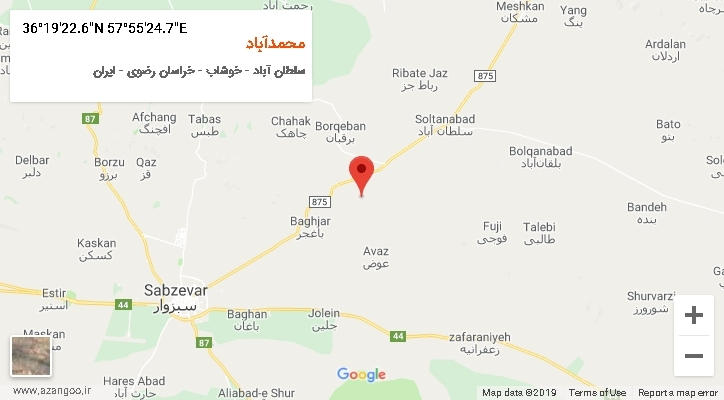 روستای محمدآباد بر روی نقشه