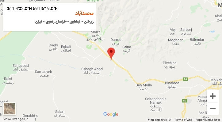 روستای محمدآباد بر روی نقشه