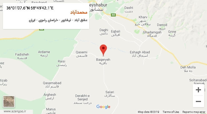روستای محمدآباد بر روی نقشه