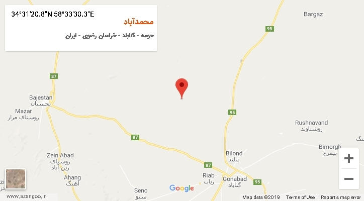 روستای محمدآباد بر روی نقشه