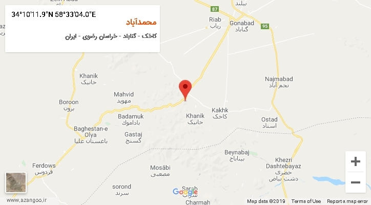 روستای محمدآباد بر روی نقشه
