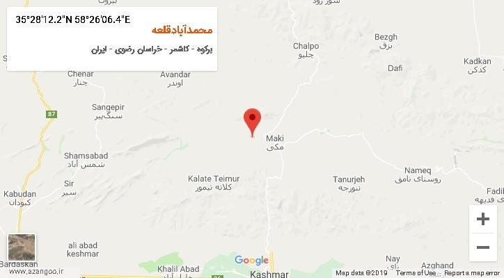 روستای محمدآبادقلعه بر روی نقشه